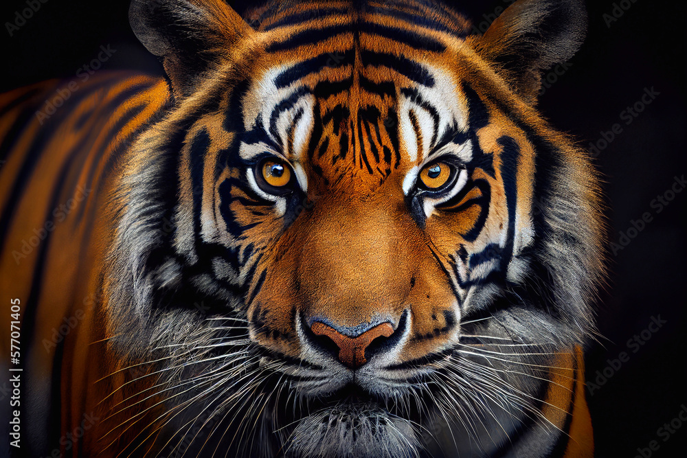 Close-Up Portrait Of Tiger. Generative AI