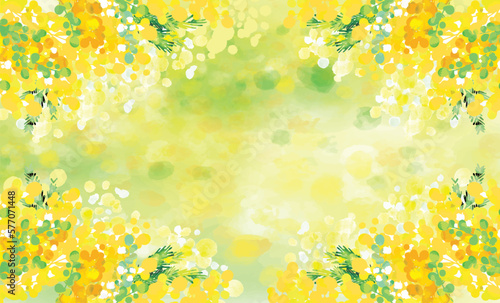 可愛い　おしゃれ　ミモザの背景イラスト