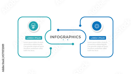 Vector Infographic label design template with icons and 2 options or steps.