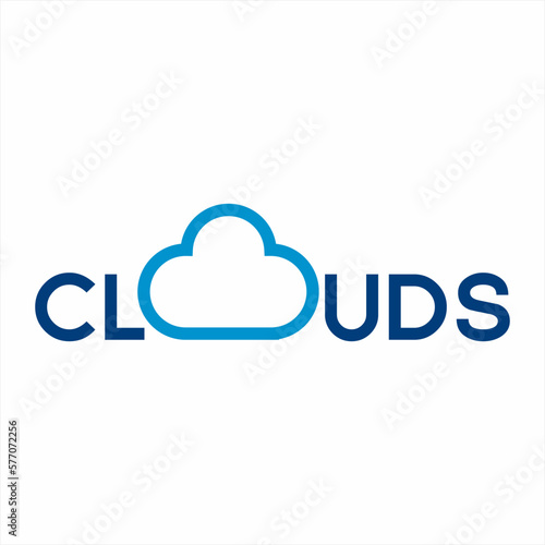 Cloud logo design. Cloud illustration with text photo