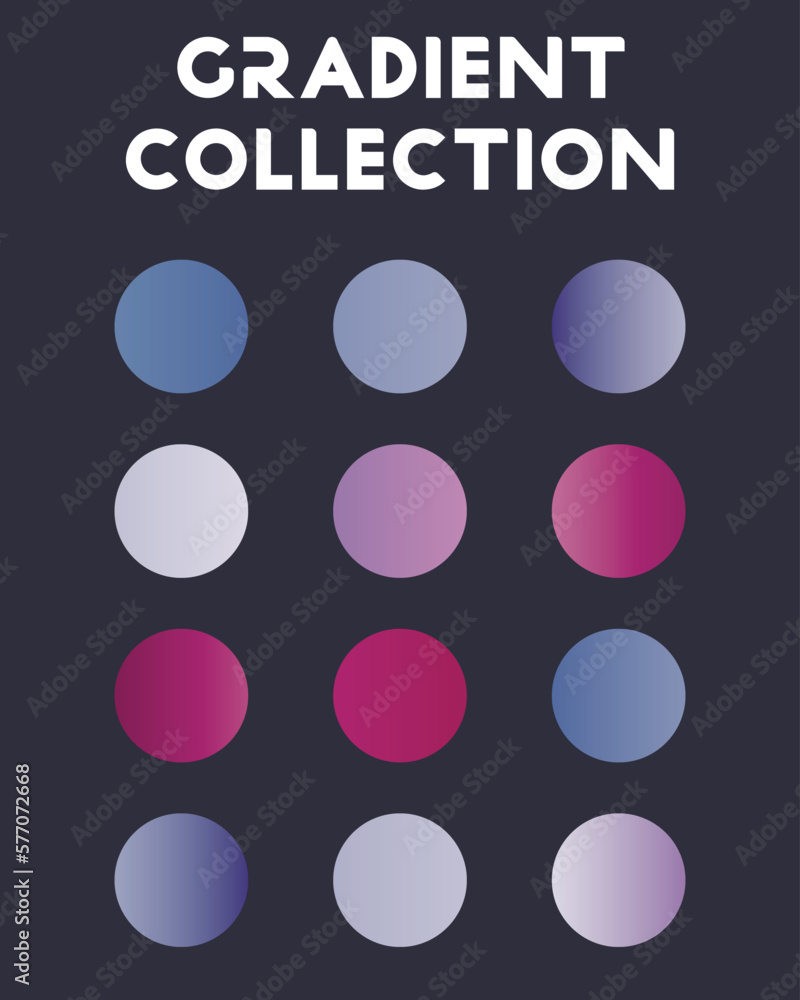 A set of color combinations. Collection of gradients. Vector illustration