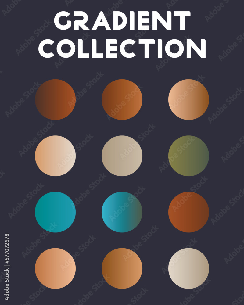 A set of color combinations. Collection of gradients. Vector illustration
