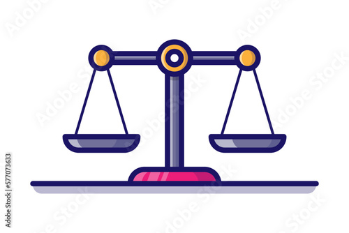 Illustration of a scale comparison cartoon vector icon white background