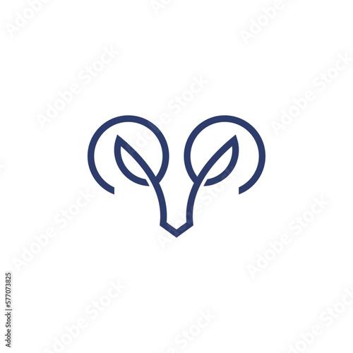 Abstract vector horns ram animal sheep logo, icon Aries, sign goat. Design template premium brand business, graphic badge company.
