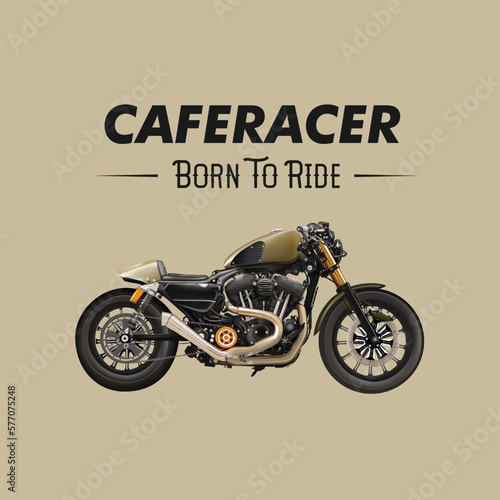 Vintage motorcycle caferacer illustration poster. Custom motorcyle. 