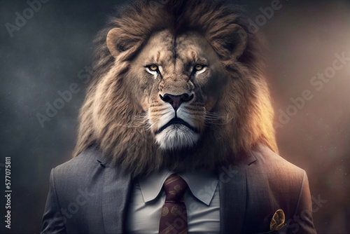 lion mad strong manager, Lion manager in office, Generative AI