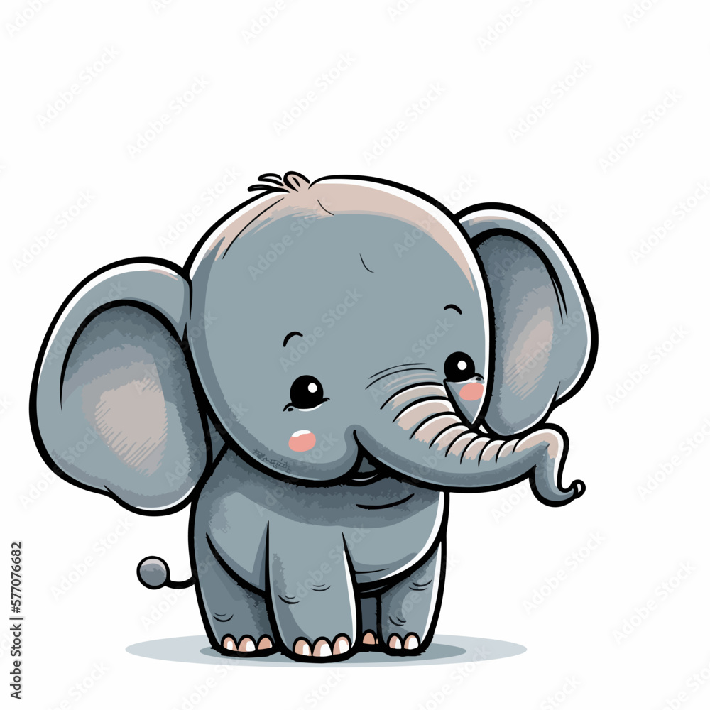 A cute little elephant. Baby elephant, arrival artwork for baby.