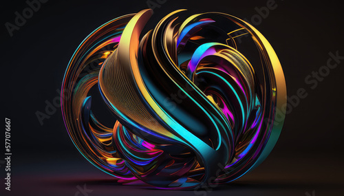 Holographic liquid color texture with foil effect abstract sphere hole ring shape dark background. Holographic iridescent backdrop. Pearlescent gradient design. Rainbow metal. Generative ai © Assyifa Sisters