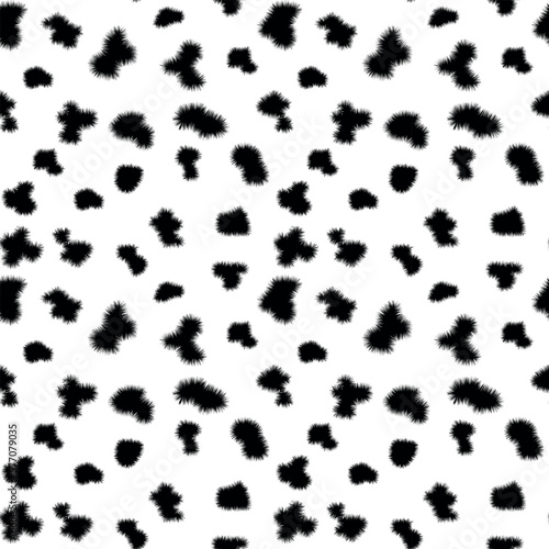 Dalmatian animal print. Black dots seamless pattern