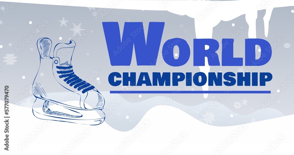 Fototapeta premium Digitally generated image of ice skate by world championship text over white background