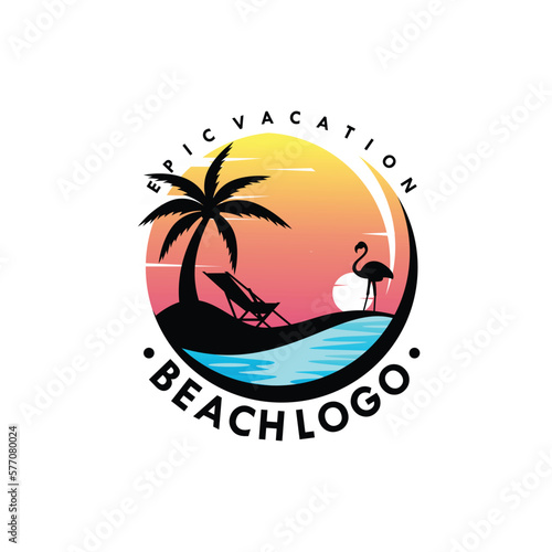 Beach logo design Vector template
