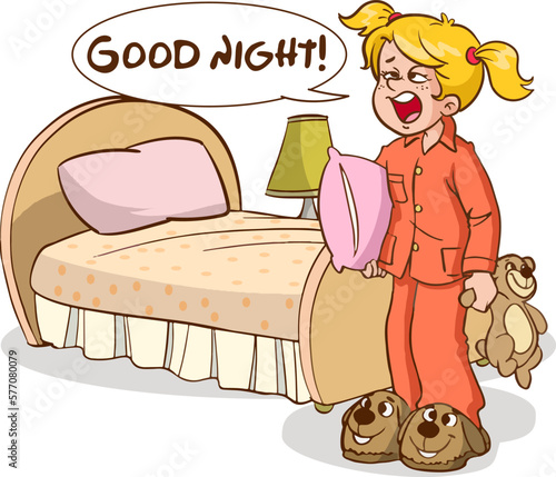 sleepy yawning kids and parents good night cartoon vector