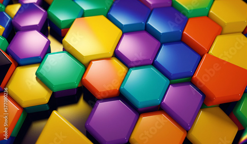 rainbow colors hexagons and other shapes modern background 3d illustration generated with generative ai
