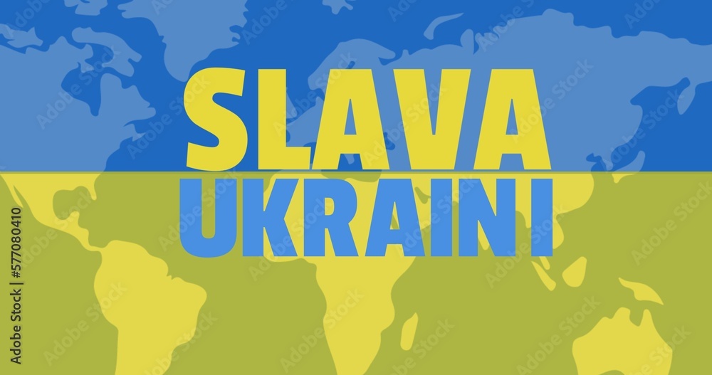 Slavia Ukraine Digital composite image of slava ukraini text over world map with ...