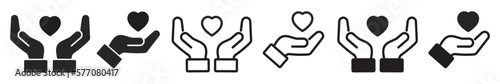 Heart in hand icon. Healthcare hands holding symbol. Hands holding heart icon. medicine sign. Vector illustration
