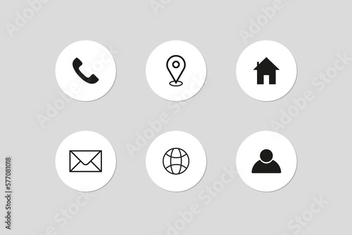 Contact icon set collection. information business communication symbols.