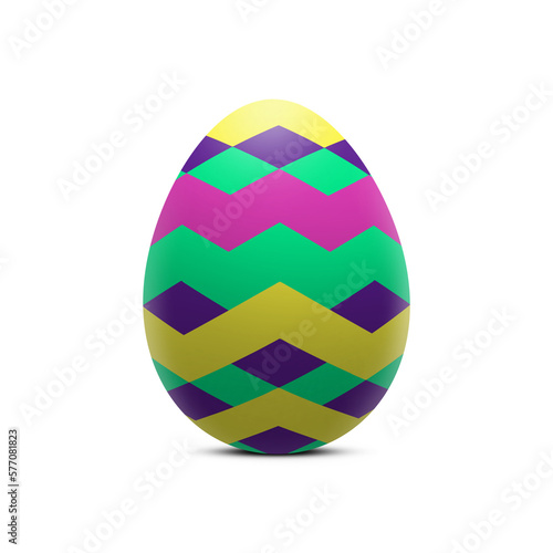 Easter eggs in colorful retro cubic pattern on transparent background. Illustration of Easter egg decorated with multicolored rhombus in the style of 1908s. Festive PNG element for your creativity.