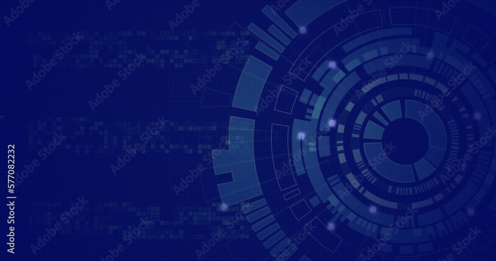 Image of data processing and digital icons over scope spinning Image of data processing and digital icons over scope spinning