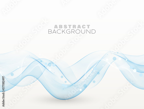 Wave with shadow. Abstract blue lines on a white background. Curved wavy line, smooth stripe. Design element.