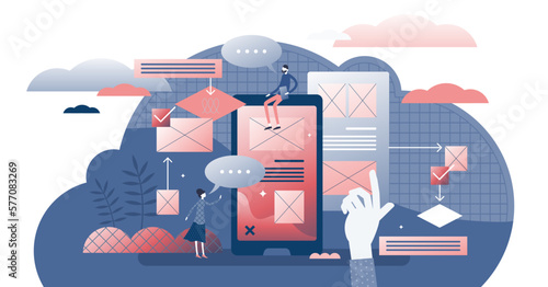 User friendly experience illustration, transparent background. Web feedback flat tiny persons concept. Application usability optimization for home page or application easy usage.