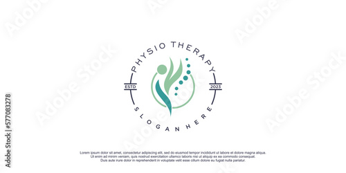 Physio logo with creative and unique element style design premium vector