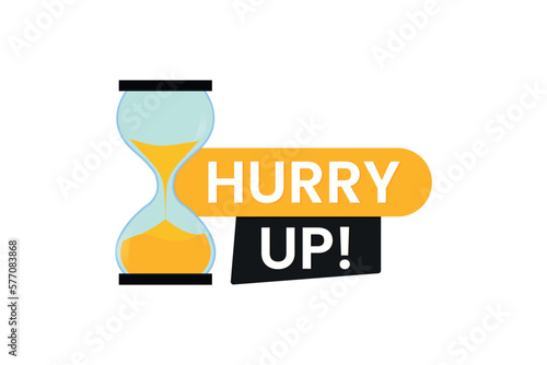 Hurry up label with Hourglass vector icon
