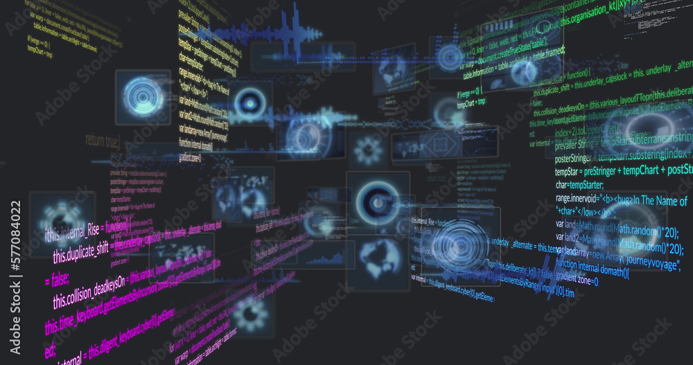 Image of data processing on black background Image of data processing on black background