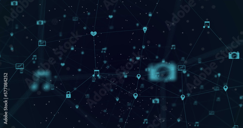 Image of network of connections with icons