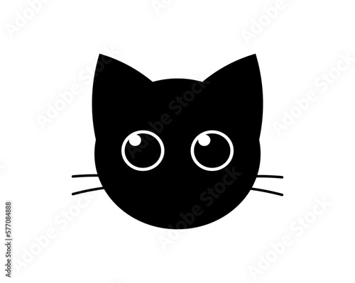 Cute cat with big eyes icon. Kitten face.