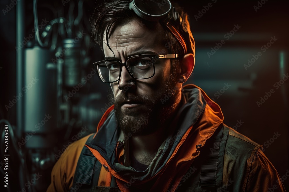 Portrait of engineer in a factory, AI generated Portrait of engineer in a factory, AI generated