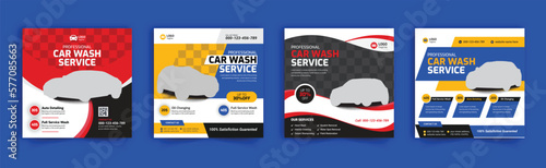 Car Washing, waxing, Automobile repair, cleaning social media post design bundle, vehicle servicing, Car repair, rental service,  promotional social media post or web banner template bundle