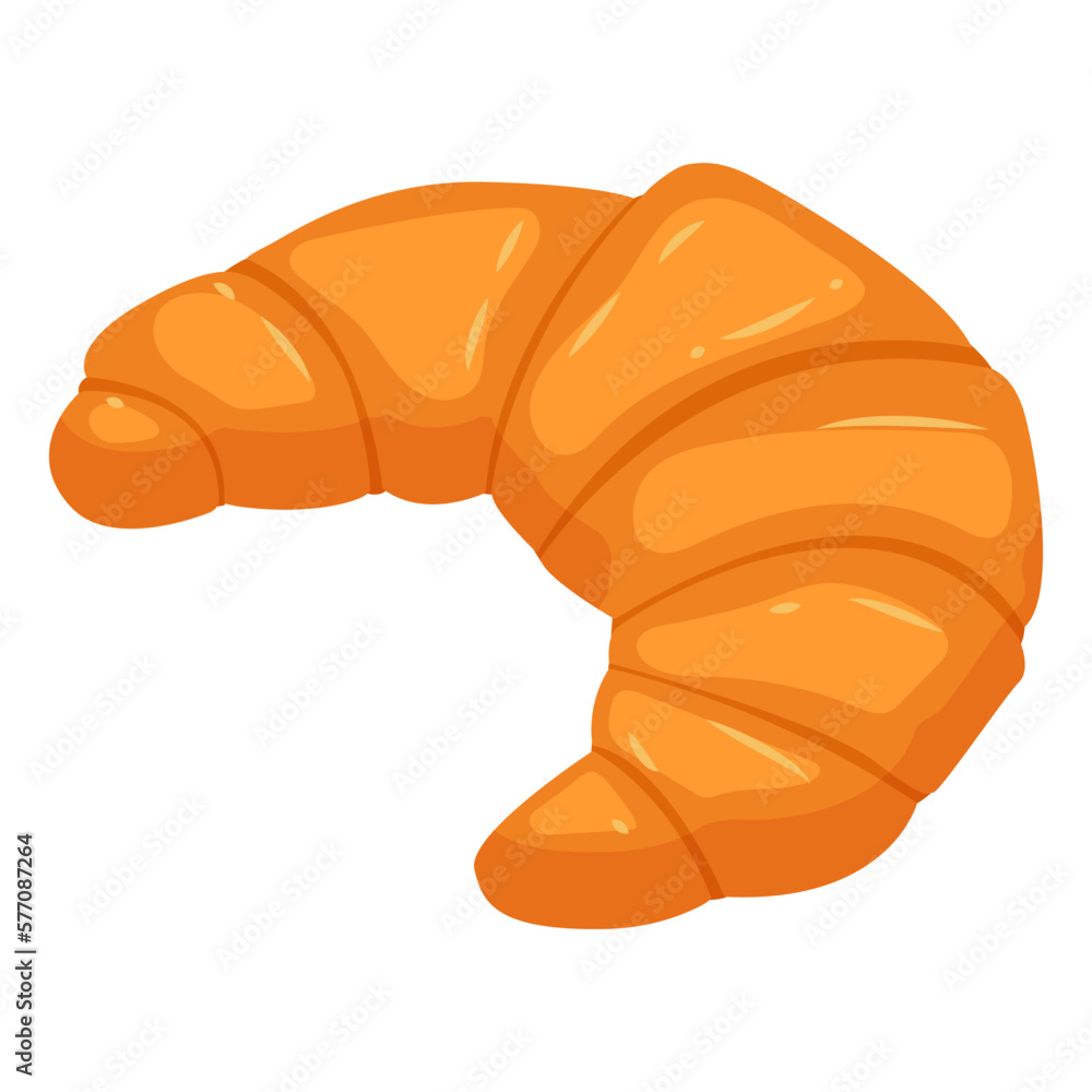 Vector cartoon image of a bakery product. Croissant. Baking from flour. The concept of cooking and delicious food. An element for your design Vector cartoon image of a bakery product. Croissant. Baking from flour. The concept of cooking and delicious food. An element for your design