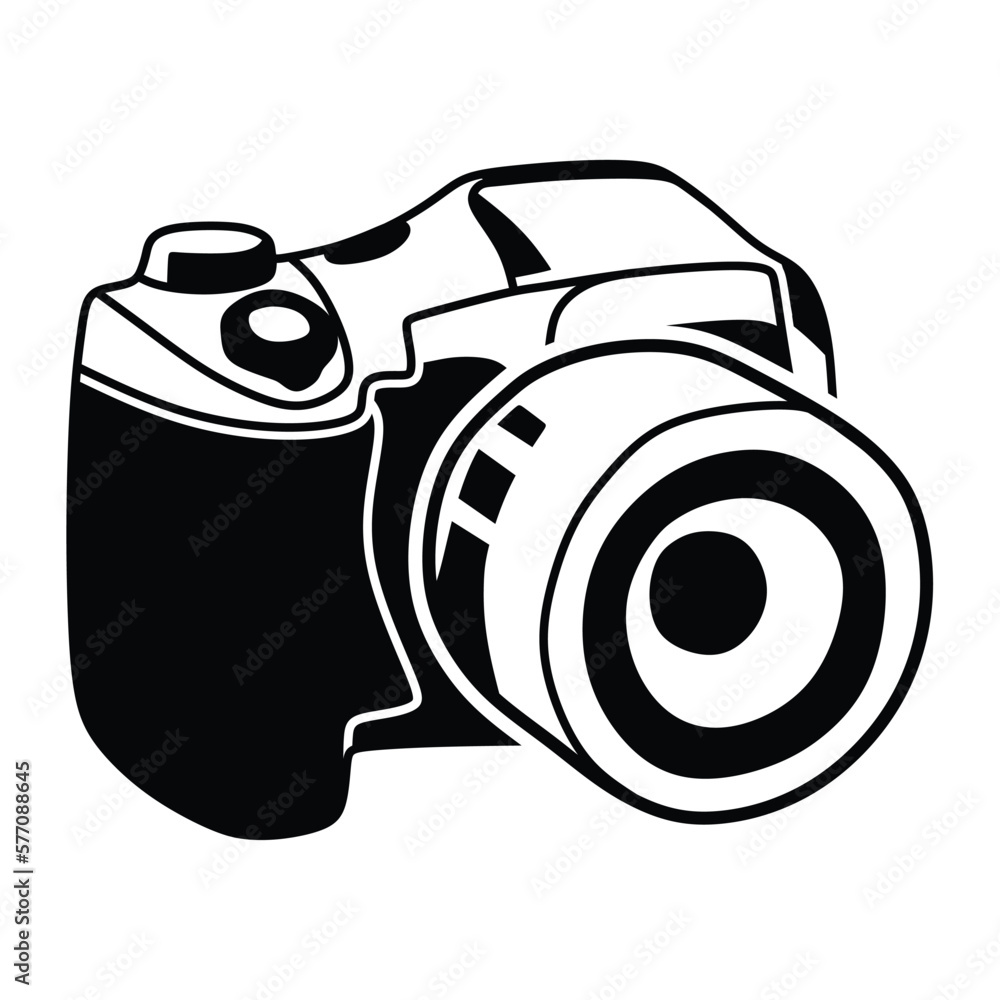 mirrorless camera logo, lens mount, black and white vector Stock Vector