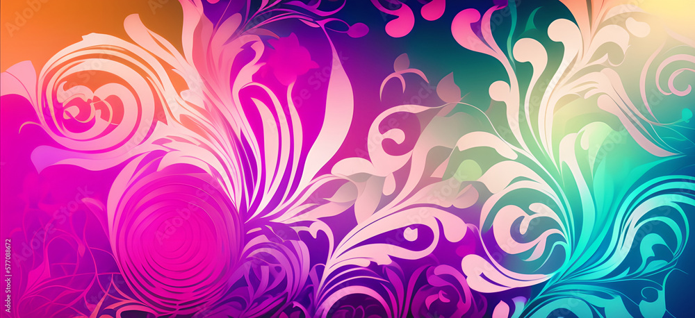 Abstract Floral Design, Generative AI Illustration Abstract Floral Design, Generative AI Illustration