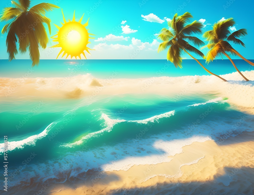 Sunny Vacation, Generative AI Illustration