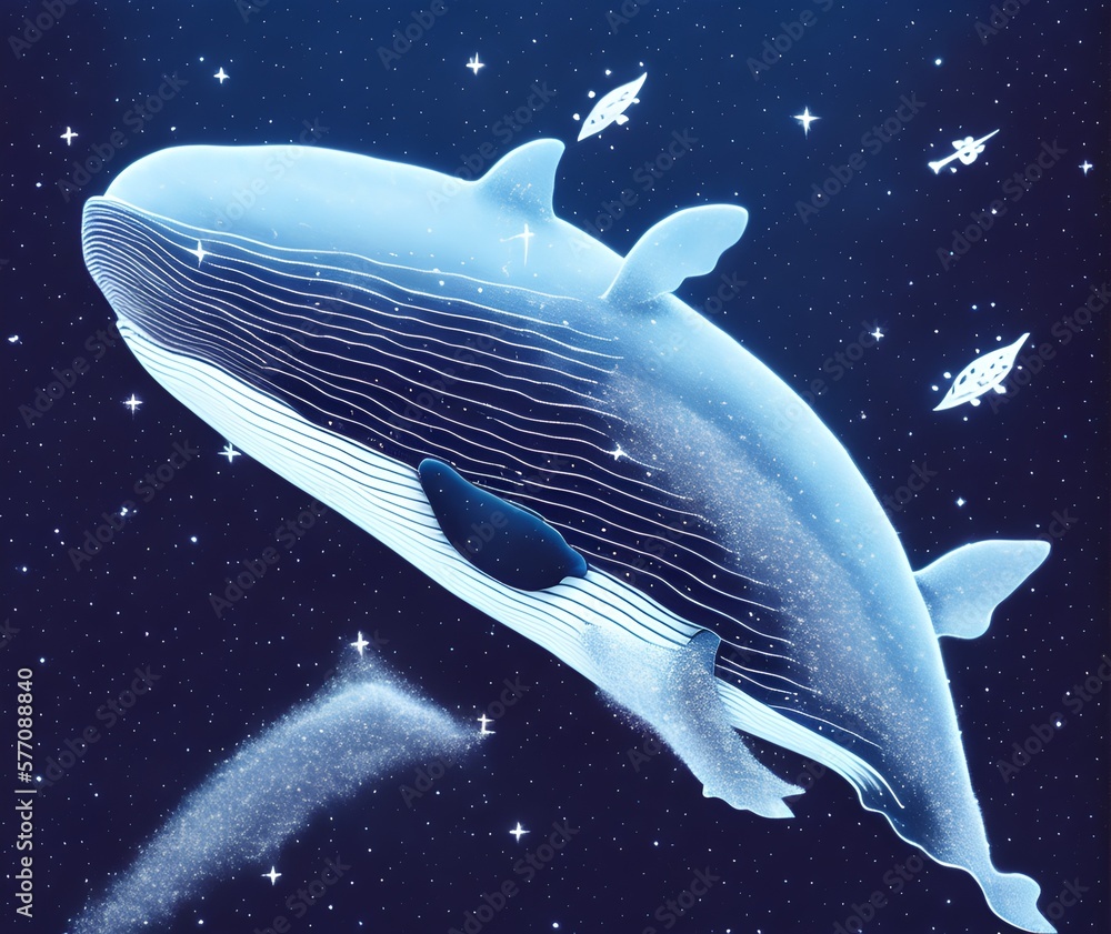 Fototapeta premium Whale in Space, Generative AI Illustration