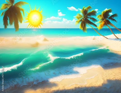 Sunny Vacation, Generative AI Illustration