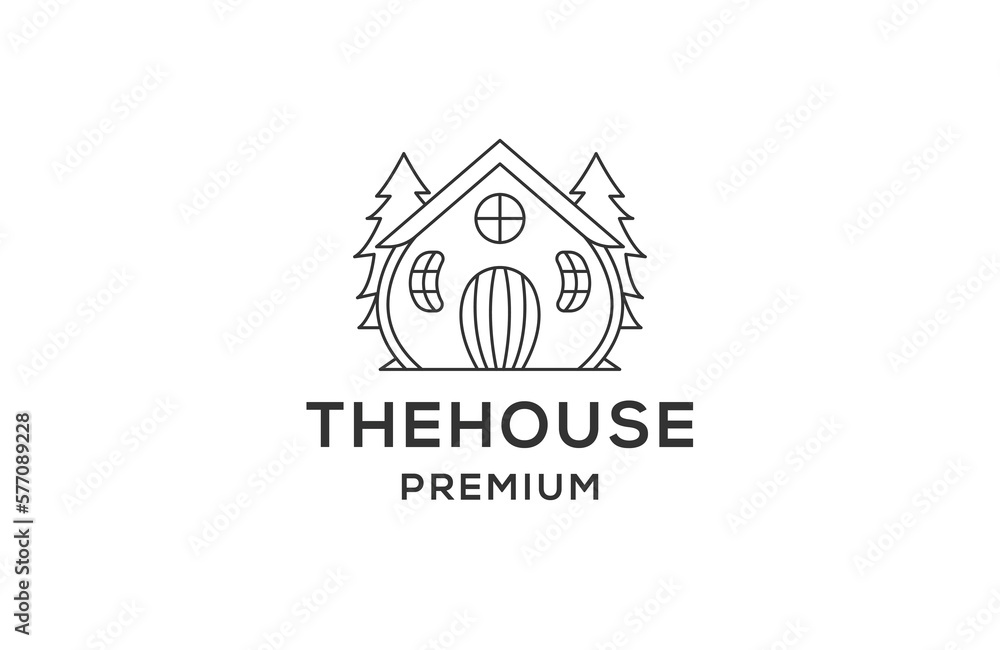 House line logo icon design template flat vector House line logo icon design template flat vector