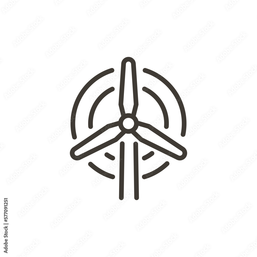 Vector thin line icon outline linear stroke illustration of a wind ...