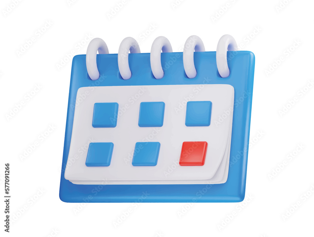 A blue and white calendar with a red square on the top. A blue and white calendar with a red square on the top.
