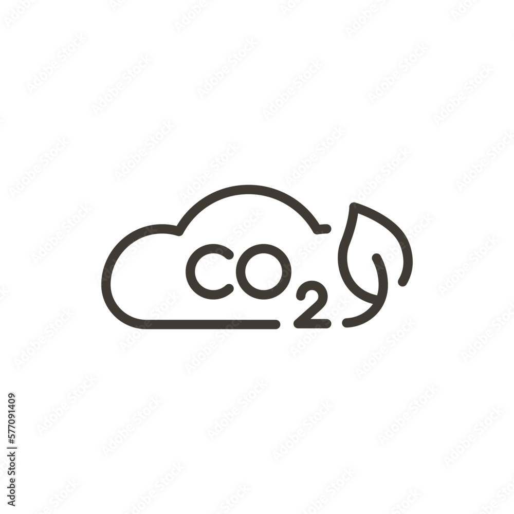 co2 emissions. Vector thin line icon outline illustration linear stroke design. carbon dioxide pollution. environmental awareness