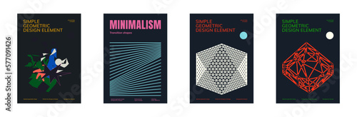 Poster template graphic design in Brutalism style. Vector cover