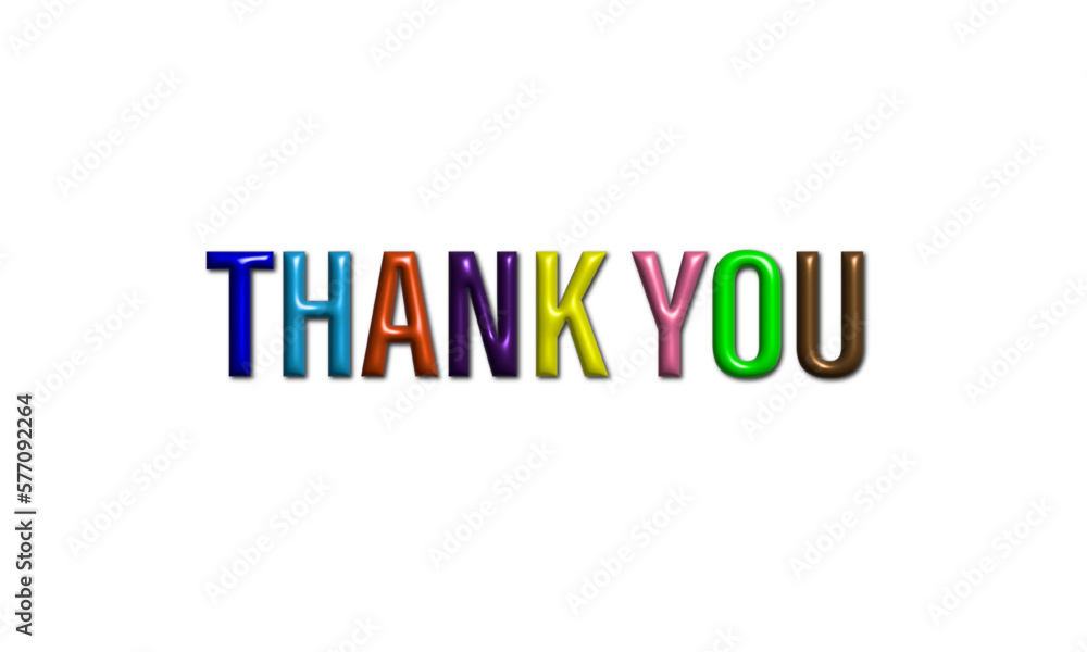 Thank you lettering made with 3d colorful letters