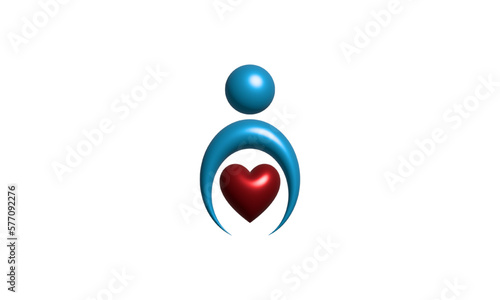 3d human shape with love icon, romantic icon