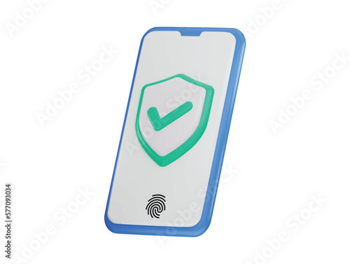 Phone with a green verified icon 3d rendering vector illustration