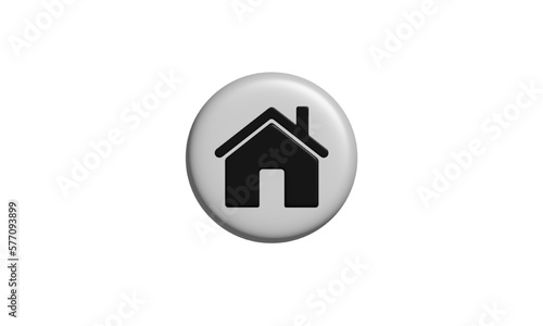 3d home page button on white background