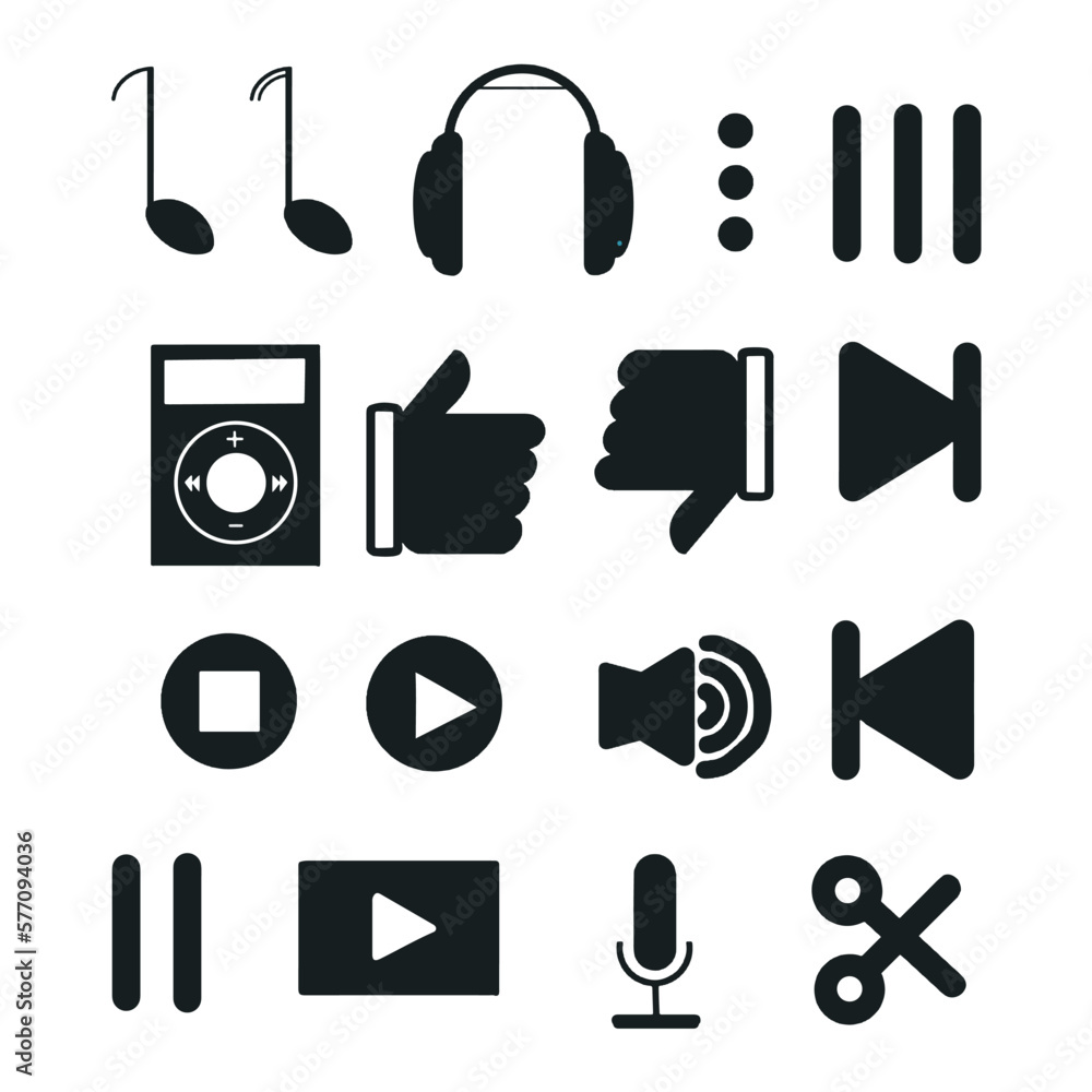 Fototapeta premium music icons set isolated on white background