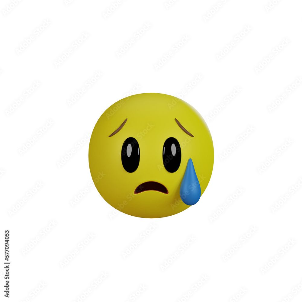 Fototapeta premium Emoji yellow face and emotion with sad. Facial expression.
