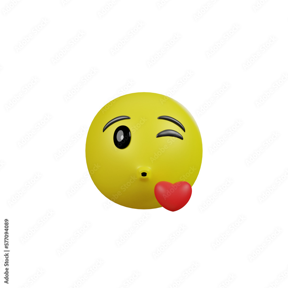 Fototapeta premium Emoji yellow face and emotion with in love. Facial expression.
