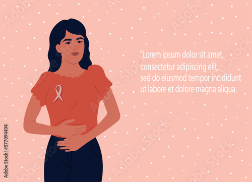 Endometriosis Awareness Ribbon. An African American woman and a symbol of women's health. World endometriosis awareness day. Vector flat illustration.